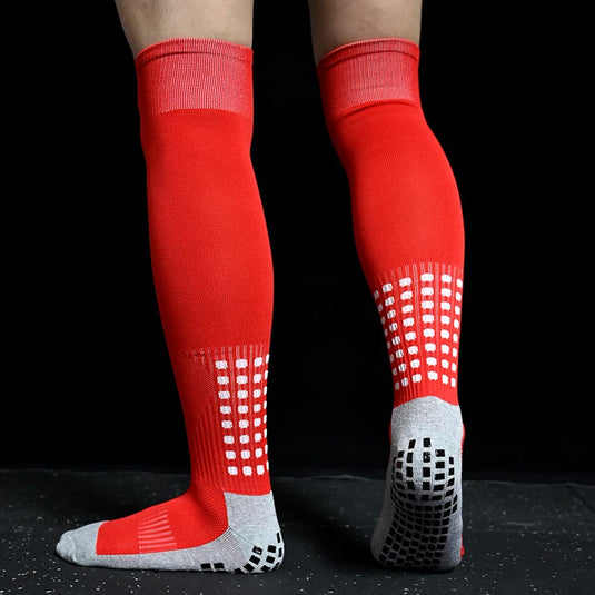 Men's Long Football Socks, Non-Slip Soccer Compression Socks, Breathable Knee High Athletic