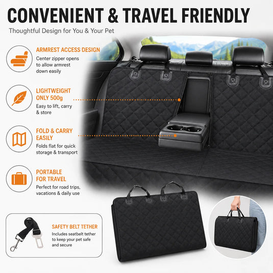 Waterproof Dog Car Seat Cover | Rear Bench Pet Protector