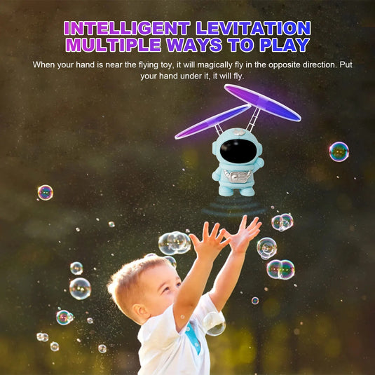 Flying Robot Astronaut Hand-Controlled Drone Toy, Interactive RC Flying Robot with Dual Wings