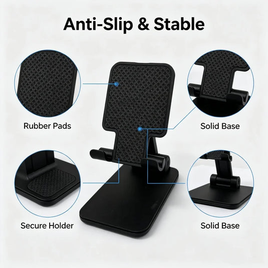 Universal Phone Holder Stand Desktop Bedside Bracket Support Stand Foldable For IPhone IPad Samsung Xiaomi Non-Slip Adjustable