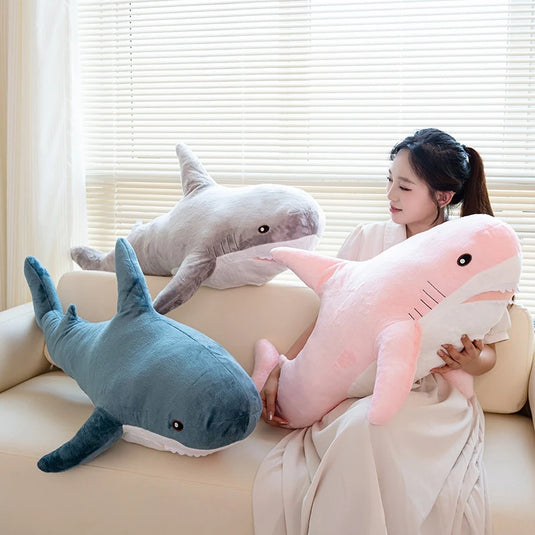 140CM Big Soft Simulation Cute Shark Plush Toys Kawaii Stuffed Kids Children Boys Girls Lovely Animal Pillow for Birthday Gifts