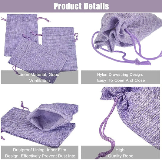 10pcs Natural Burlap Drawstring Bags Gift Packaging Bags Candy Snack Bag for Holiday Wedding Party Birthday Jewelry Pouches
