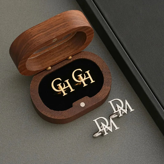 Personalized Initial Wooden Cufflinks | Custom Wedding Gift for Groomsmen, Dad, Husband & Him