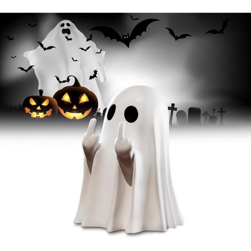 Car Decorate Luminous Middle Finger Cute Ghost Statue Small Scary Ghost Figurines Halloween Decoration Home Table Ornaments