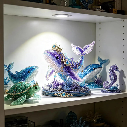 Mythical Ocean DIY Bead Kit for Beginners, 3D Beaded Animal Making Kit, Unique Sea Animal Designs, Glass Bead Embroidery Set