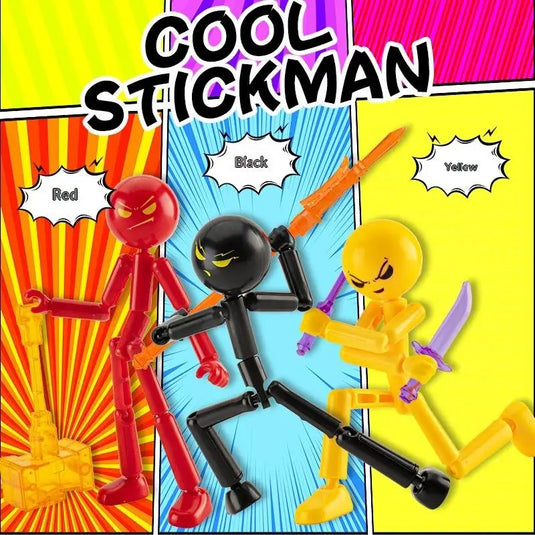 1 Set Novelty Action Figure Stickman Assembled Robot Movable Multi-jointed Stickman Toy 3d Printing Mannequin
