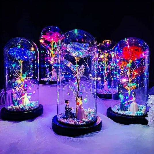 Colorful Eternal Rose Gift for Girlfriend | LED Luminous Romantic Flower for Valentine's Day