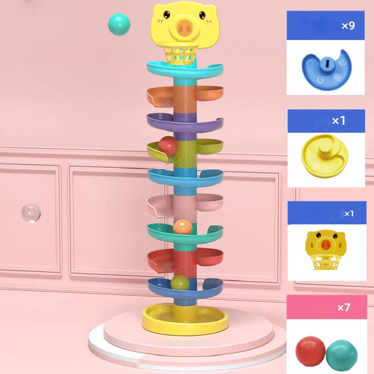 Baby Ball Drop Tower Toy – Montessori Stacking & Rolling Sensory Toy for Toddlers 1–3 Years