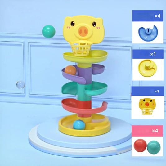 Baby Ball Drop Tower Toy – Montessori Stacking & Rolling Sensory Toy for Toddlers 1–3 Years