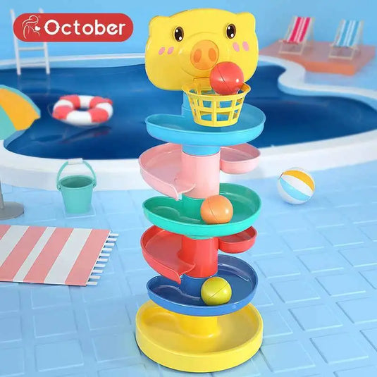 Baby Ball Drop Tower Toy – Montessori Stacking & Rolling Sensory Toy for Toddlers 1–3 Years