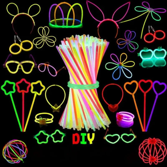 50/100PCS Glow Stick Set with 17 Accessories DIY Perfect for Vibrant Party Supplies for Concert Halloween Festivals Events‌ Part