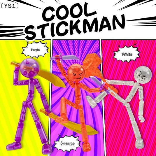 〔YS1〕1 Set Novelty Action Figure Stickman Assembled Robot Movable 3d Printing Mannequin Multi-jointed Stickman Toy