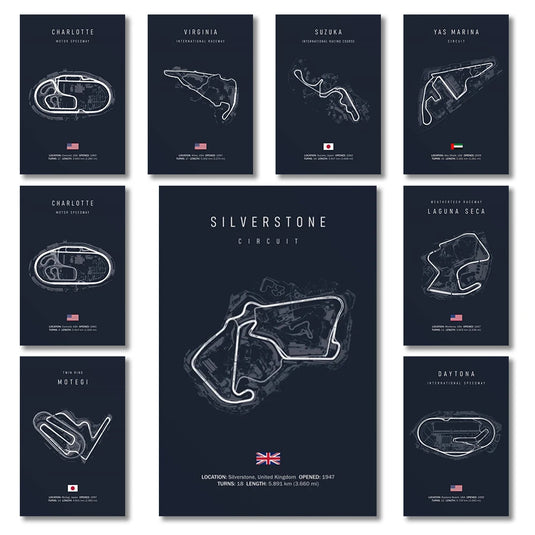 F1 Imola Circuit Canvas Wall Art, Formula 1 Motorsport Track Poster, Nordic Racing Canvas