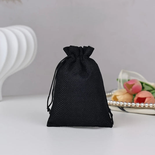 10pcs Natural Burlap Drawstring Bags Gift Packaging Bags Candy Snack Bag for Holiday Wedding Party Birthday Jewelry Pouches