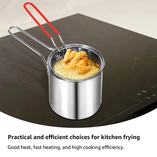 Stainless Steel Deep Fryer with Strainer Basket Multi-Purpose for Home Tempura Chicken Frying Fry Pot Oil Fryer Pot Cooking Pot
