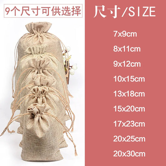 Vintage Retro Drawstring Jute Burlap Bags Christmas Halloween Wedding Birthday Party Festival Supplies Candy Chocolate Gift Bags