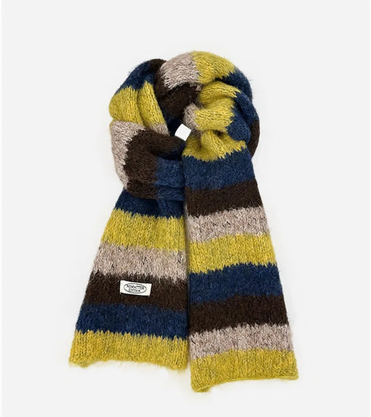 Luxury Designer Classic Color Blocking Style Dopamine Wool Scarf Women Winter Thick Soft Warm Knit Couple Muffler Men Thermal