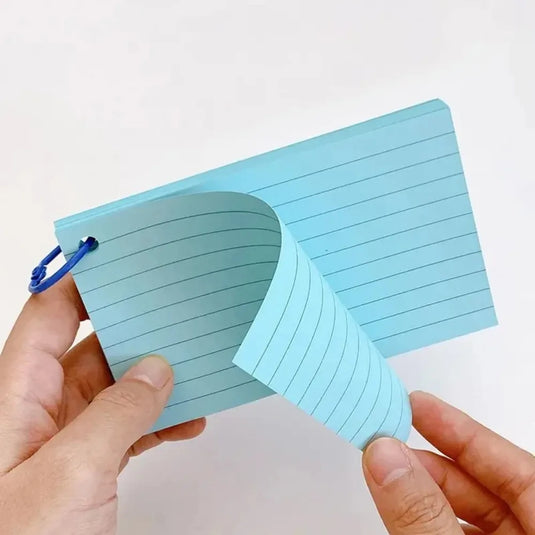 Kawai 50Pcs Binder Horizontal Line Memo Book Loose Leaf Index Cards Flash Cards Small Revision Cards for Study Office NotePads