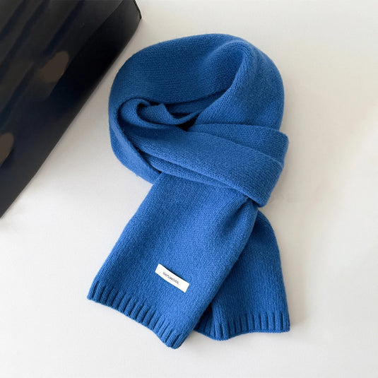 100% Wool Knit Long Scarf – Solid Color Unisex Scarf for All Seasons