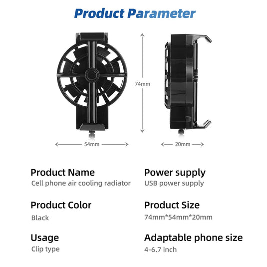  Portable USB Phone Cooling Fan Mini Mobile Radiator Heatsink Gamer Cooler for Live Streaming Cellphone Game Accessories