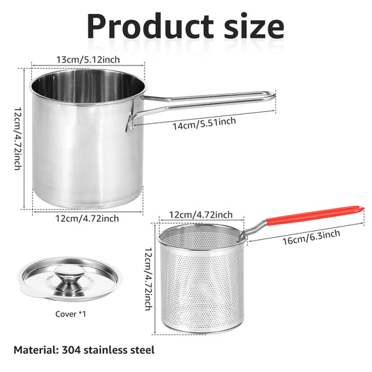 Stainless Steel Deep Fryer with Strainer Basket Multi-Purpose for Home Tempura Chicken Frying Fry Pot Oil Fryer Pot Cooking Pot