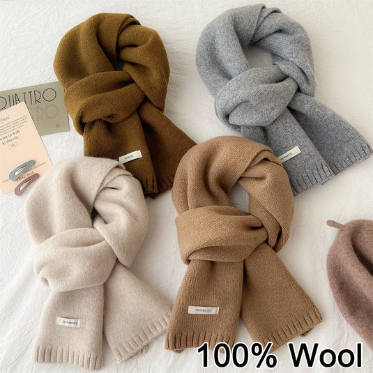 1pc 100% Wool Knit Solid color Long Scarf Women Men Fashion Comfortable All season Winter Autumn Warm Daily use Outdoor