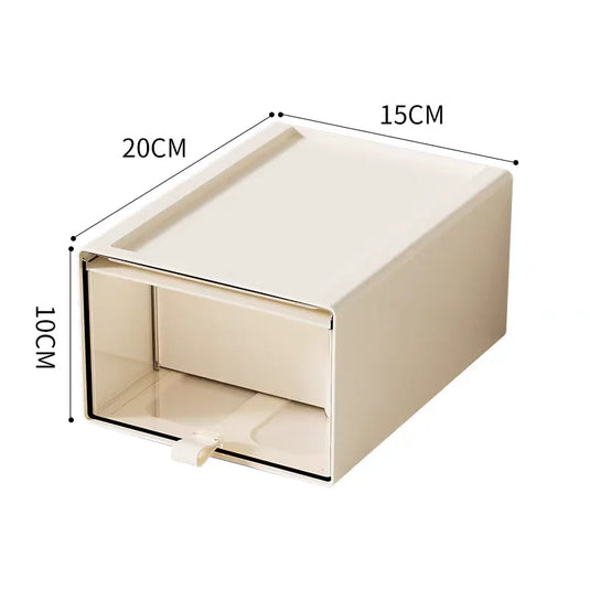 Desktop Storage Box with Drawers, Stackable Organizer & Display Case for Collectibles
