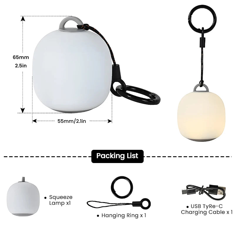 WESTTUNE Portable Camping Lantern Rechargeable LED Picnic Lamp MINI Egg-Shaped Squeeze Silicone Light for Outdoor Cozy Ambience