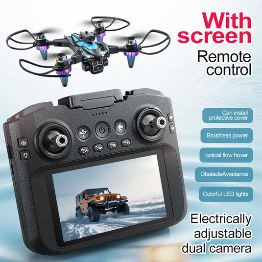 2026 Select - A Drone with a 4.3-Inch Screen for Real-Time Viewing, Brushless Anti-Wind Motor, Electrically Adjustable Three Cameras, 4K Recording and Photography, Essential for Outdoor Travel, Large-Screen Drone, Remote-Cont