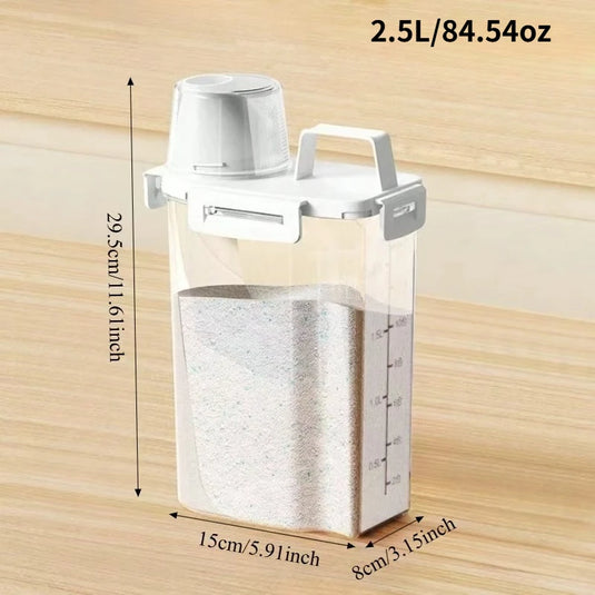 2.5L Airtight Food Storage Container, Moisture-Proof Grain, Rice, Flour & Nut Storage Box