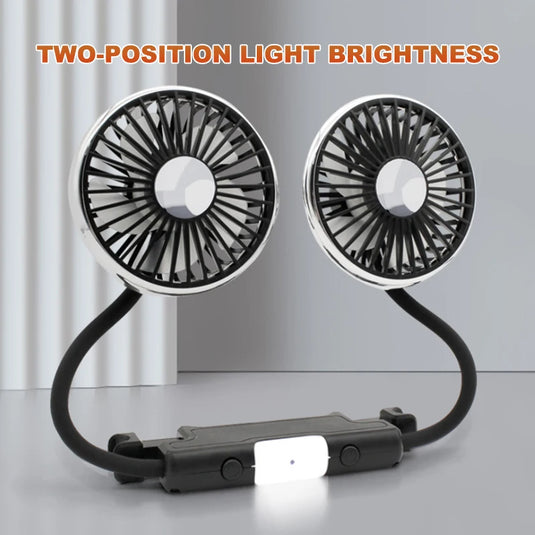 SEAMETAL Dual Head Car USB Fan | 3-Speed Rear Seat Fan