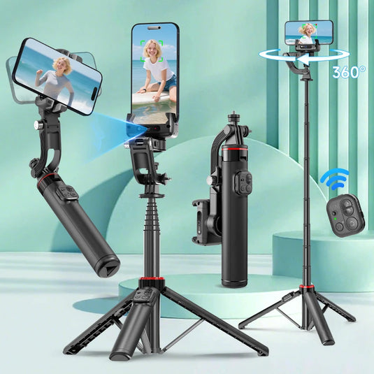 Desktop Gimbal AI Tracking Handheld Stabilizer C22 Selfie Stick Tripod for Cell Phones Record Video/Vlog, Optional Fill Light