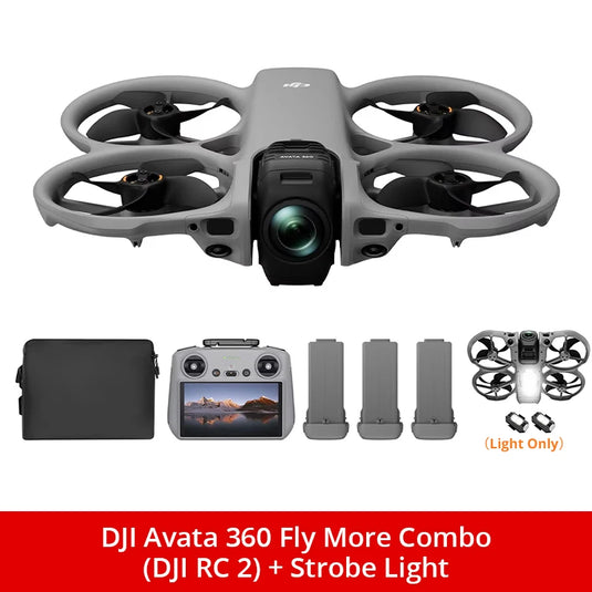 DJI Avata 360 Fly More Combo (DJI RC 2) Drones With a Camera FPV Drone 4k Professional 360° Panorama Obstacle Avoidance 12KM Transmission DJI Drone With Optional Accessory Flash Light Cleaning Kit Charger