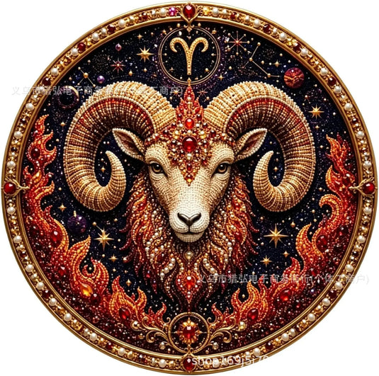 12 Zodiac Signs Pearl Art Kit, Round Constellation Themed DIY Beaded Artwork, Astrology Wall Decor Craft Set for Zodiac Lovers