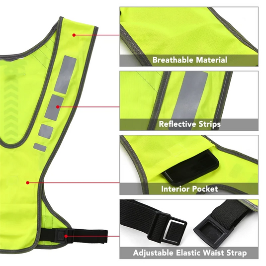 Outdoor Sports Reflective-Cloth Supplies Elastic Vest Night Running Cycling Adjustable Safety-Vest Riding Gear Mesh Tank Tops