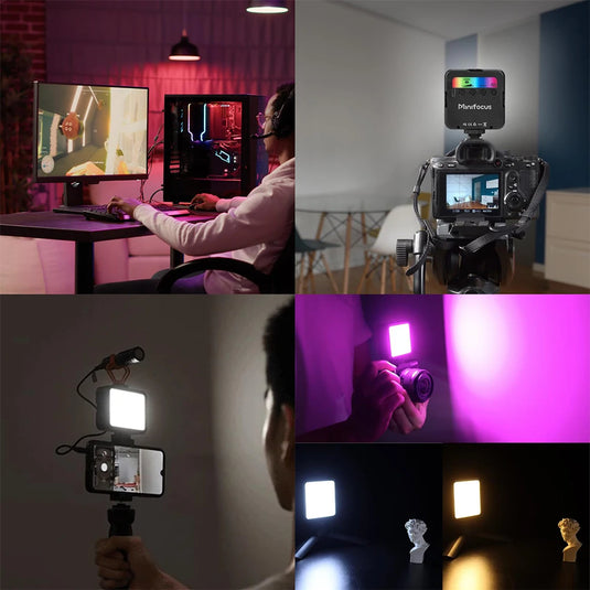 Minifocus RGB LED Video Light | 800 Lux Pocket Camera Fill Light