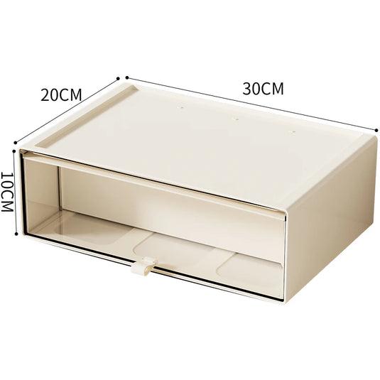 Desktop Storage Box with Drawers, Stackable Organizer & Display Case for Collectibles