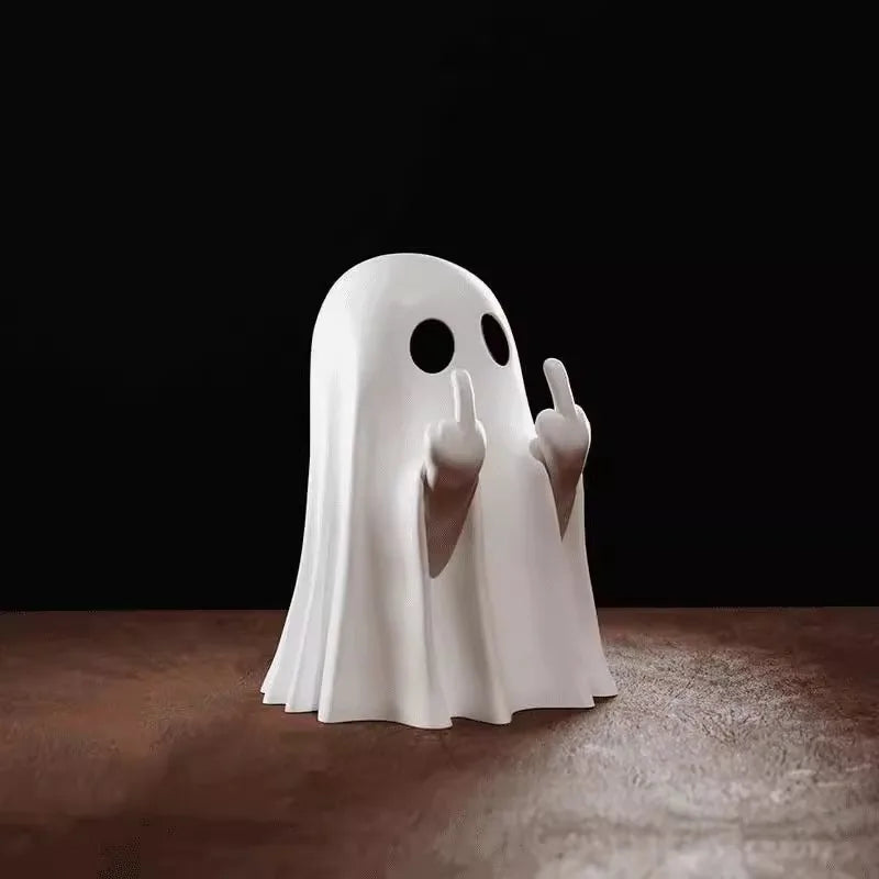 Car Decorate Luminous Middle Finger Cute Ghost Statue Small Scary Ghost Figurines Halloween Decoration Home Table Ornaments