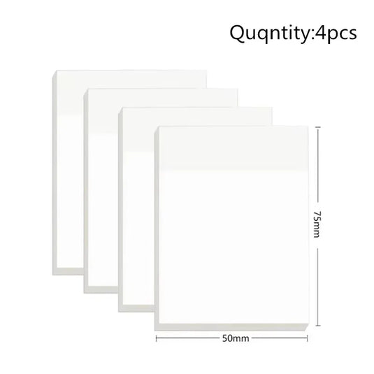 50 Sheets Transparent Sticky Note Pads Waterproof Self-Adhesive Memo Notepad School Office Supplies Stationery