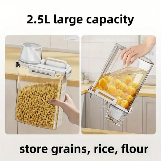 2.5L Airtight Food Storage Container, Moisture-Proof Grain, Rice, Flour & Nut Storage Box