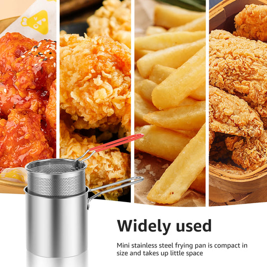 Stainless Steel Deep Fryer with Strainer Basket Multi-Purpose for Home Tempura Chicken Frying Fry Pot Oil Fryer Pot Cooking Pot