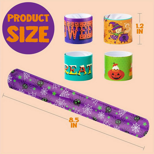 100 PCS Slap Bracelets Halloween Bracelets Bulk for Girls Boys Gifts Friendship Bracelets Snap Bracelets for Halloween Party Favors Goodie Bag Fillers