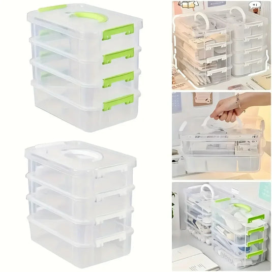 Transparent Building Blocks Storage Box, Stackable Grid Drawer Organizer for LEGO Bricks