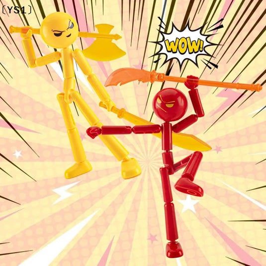〔YS1〕1 Set Novelty Action Figure Stickman Assembled Robot Movable 3d Printing Mannequin Multi-jointed Stickman Toy