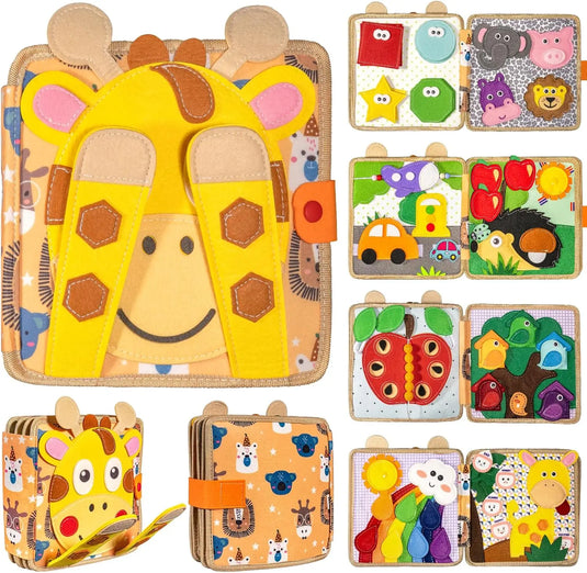 Busy Book for Toddlers Travel Toy Activity Book for 1 2 3 Year Old Boys Girls, Educational Travel Toy with Animals & Life Skills