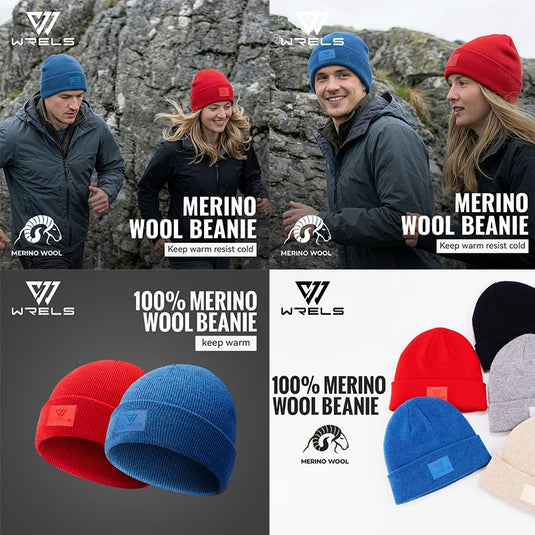 WRELS 100% Merino Wool Beanie Warm Winter Hat  Unisex Beanie Casual Beanie Breathable Wool Watch Cap Lightweight Thermal Hat