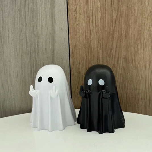 Car Decorate Luminous Middle Finger Cute Ghost Statue Small Scary Ghost Figurines Halloween Decoration Home Table Ornaments