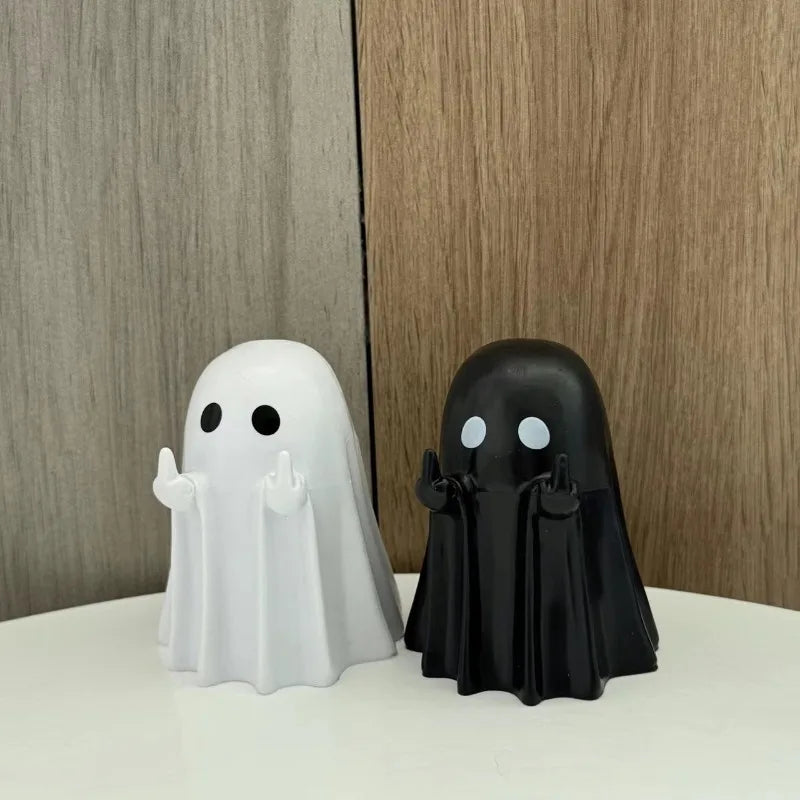 Car Decorate Luminous Middle Finger Cute Ghost Statue Small Scary Ghost Figurines Halloween Decoration Home Table Ornaments