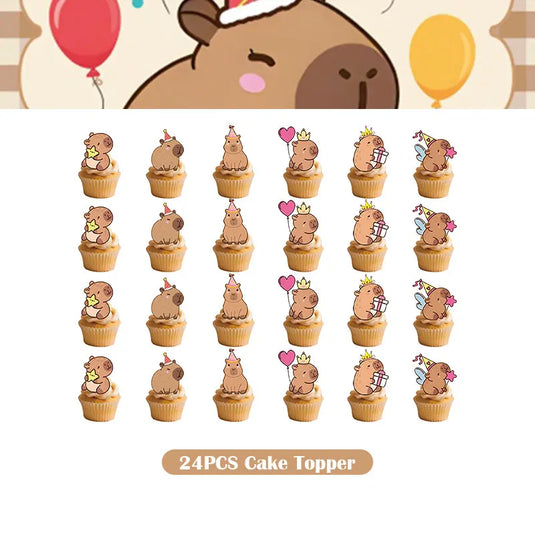Capybara Decoration Birthday Party Pavors for Girls Capybara Tableware Set Cup Plate Balloons Gift Bags Happy Banner Supplies