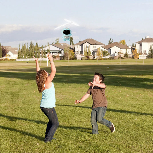 Flying Robot Astronaut Hand-Controlled Drone Toy, Interactive RC Flying Robot with Dual Wings